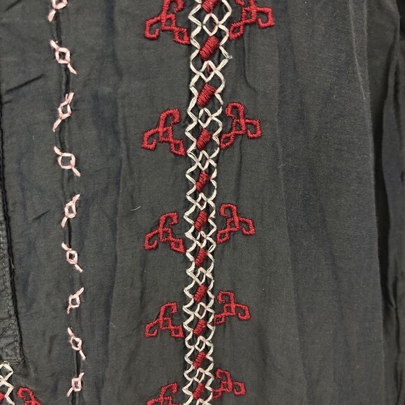 Johnny Was 3J Workshop Gray Embroidered Silk Womens Medium Boho Peasant Dress M - Picture 13 of 16